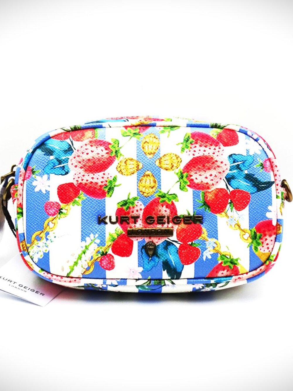 KURT GEIGER Small Greenwich Open White Color Leather Camera Bag